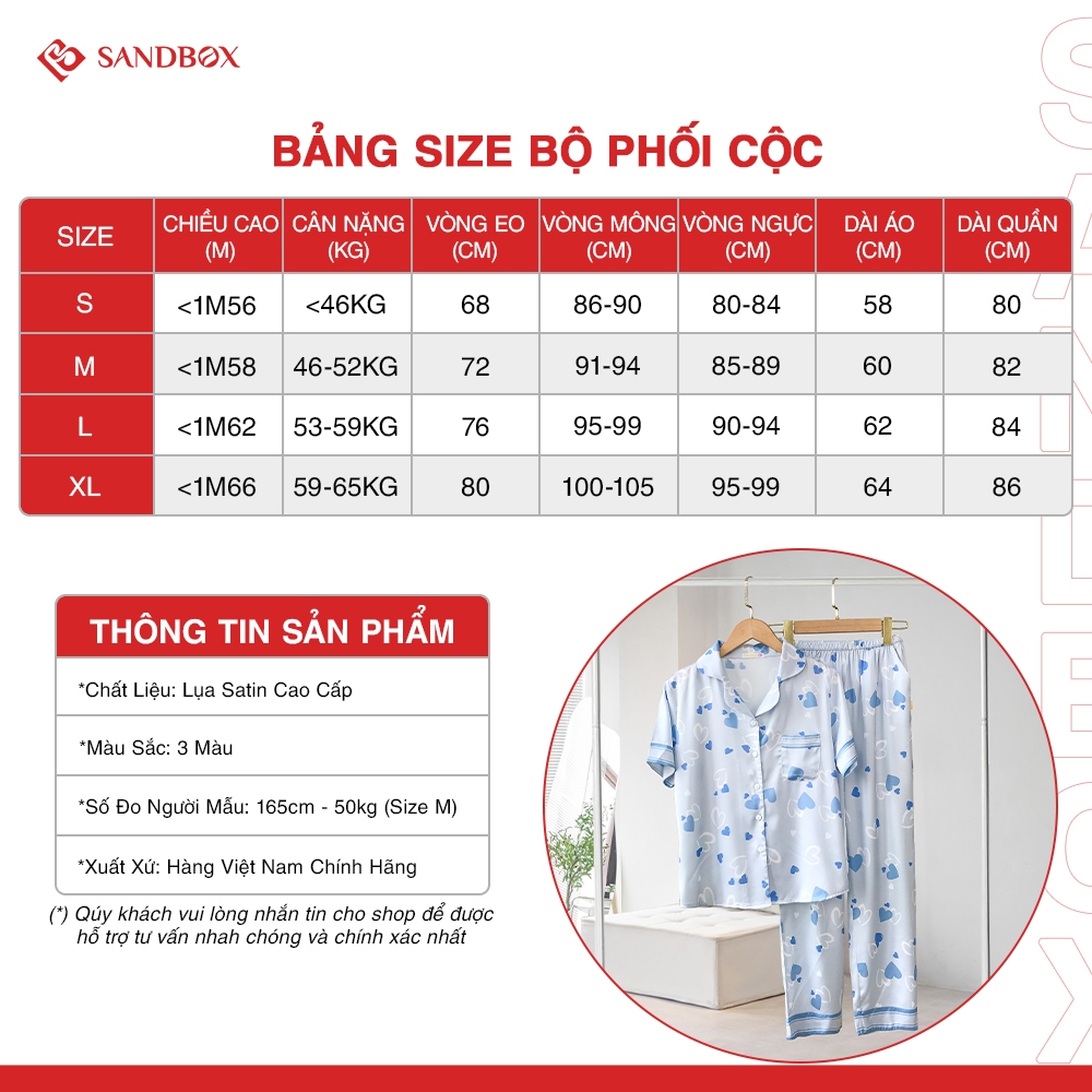 Bộ mặc nhà nữ SANDBOX Pijama lụa Satin cao cấp, thiết kế đơn giản, trẻ trung, thanh lịch BPC23005 -2