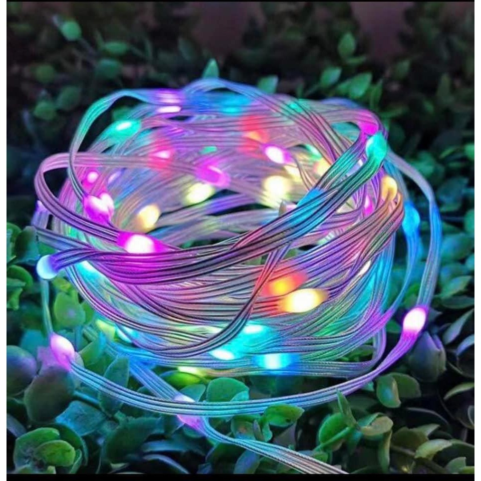 Cuộn 10m Dây Đèn Led Đom Đóm Nhiều Màu RGB Dùng Sạc Dự Phòng 5V Nháy Đuổi