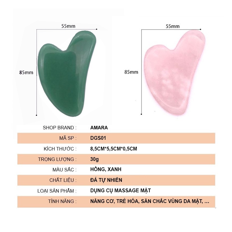 Đá Guasha Massage Mặt Tự Nhiên, Đá Lăn Mặt Nâng Cơ Săn Chắc Da