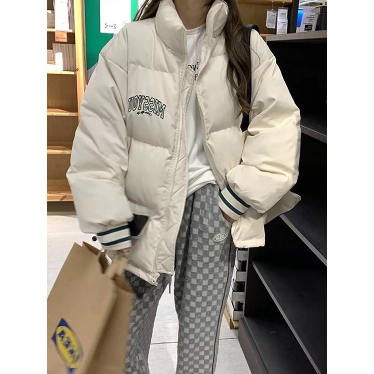 Áo phao nam nữ form rộng dài tay siêu dày DELIZ khoác phao mùa đông unisex viền tay thời trang Chouchou