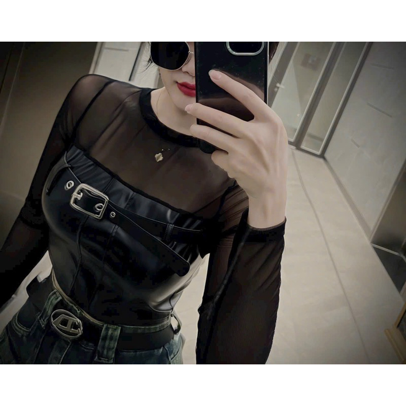 Áo von dài tay pha quây da sang chảnh