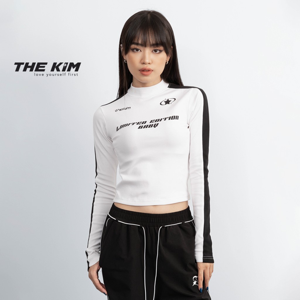 Áo thun croptop dài tay The Kim - Limited edition baby, áo thun dài tay cổ cao chất liệu cotton T228