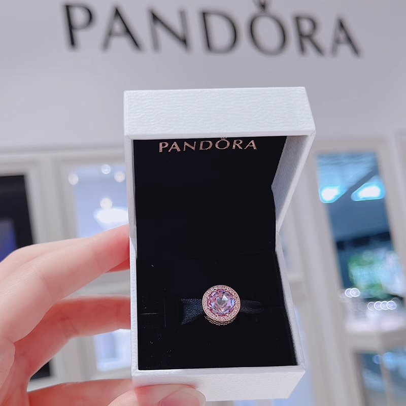 Charm Pabdora Bạc S925 đá vàng hồng 1458