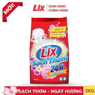 Bột giặt LIX 2KG sạch thơm trong 24h ngát hương lâu dài, khử mùi ẩm mốc