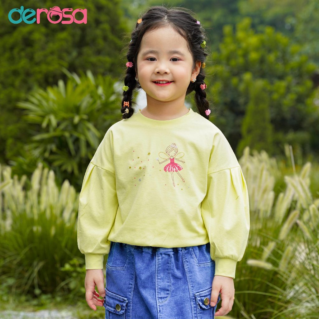 Áo dài tay bé gái Derosa Kids cho bé từ 2-6 tuổi AWKD645A