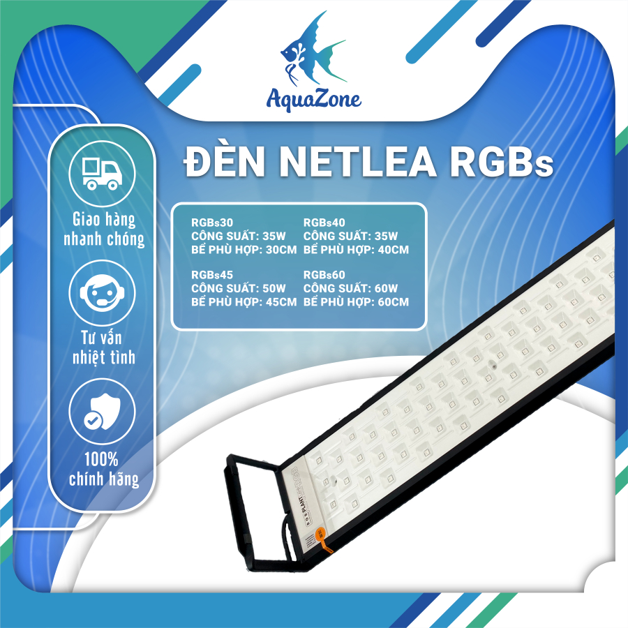 Đèn led NETLEA hệ RGBs dành cho bể thủy sinh, đèn led  hiệu ứng ánh sáng cao, chip đèn thế hệ mới giúp cây quang hợp