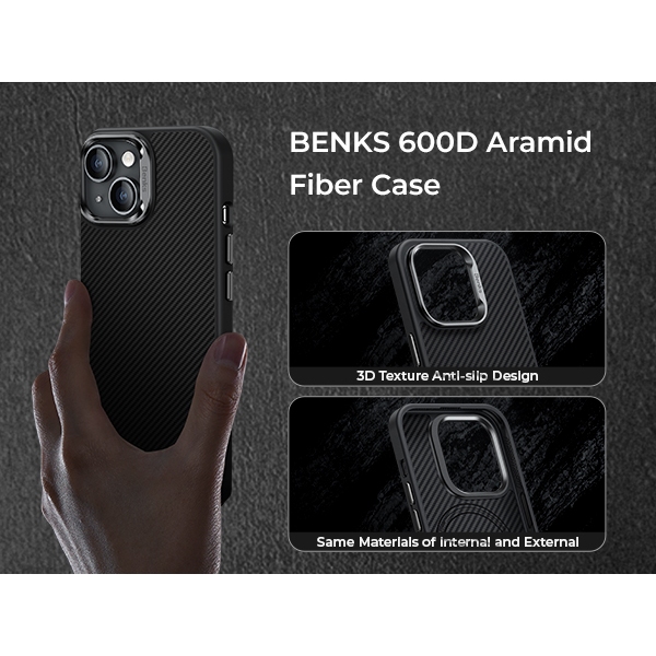 Ốp lưng chống sốc, chống bám vân tay Carbon 600D Benks Magclap Airmorair case cho IPhone 15 Pro Max/IPhone 15 Pro