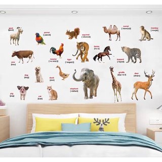 Tranh dán tường các động vật bằng tiếng anh - Decal dán tường