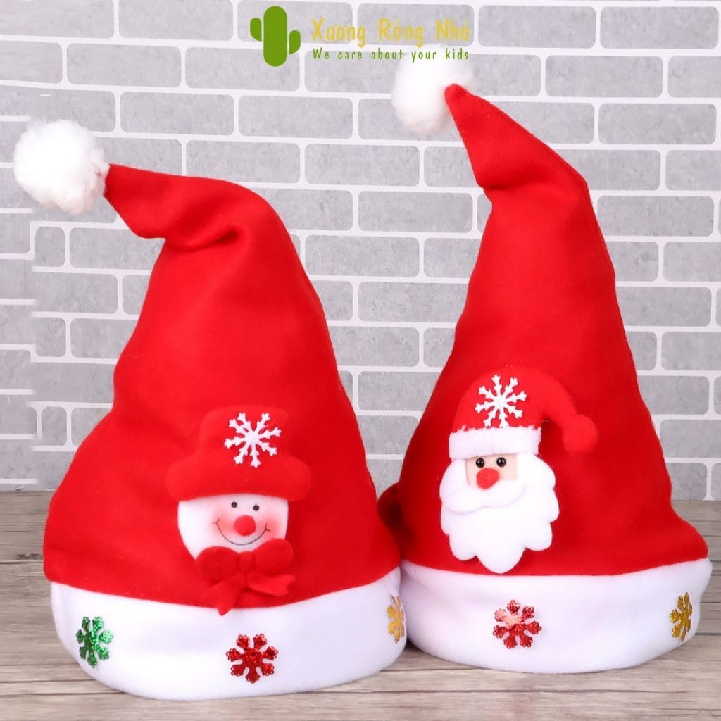 Nón noel, mũ ông già noel, mũ giáng sinh cho bé và người lớn