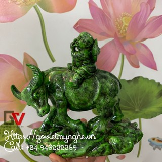 [Tượng con trâu] Tượng Trâu Trang Trí Phong Thủy - Tượng mục đồng cưỡi trâu - Chiều cao 17cm