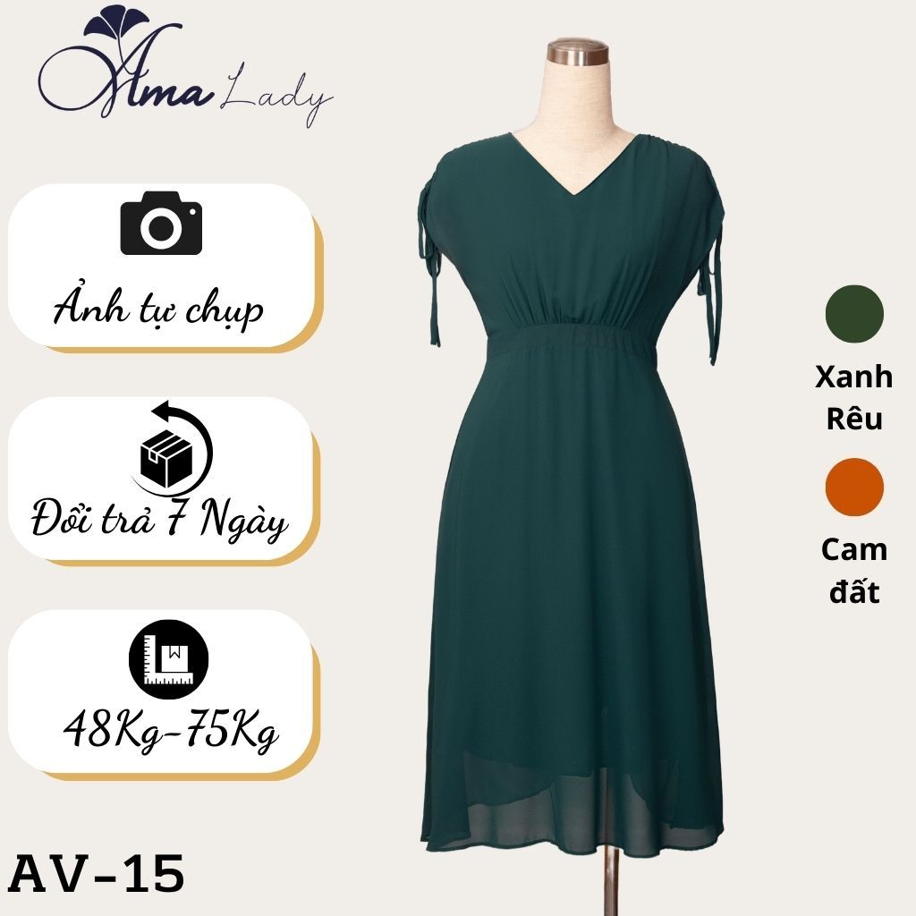 Váy trung niên cho mẹ u40 u50 u60 từ 48-75kg, Đầm trung niên bigsize sang trọng AMALADY AV-15