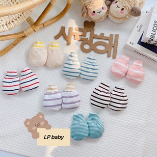  Sét 2 Đôi Bao Tay Cho Bé Sơ Sinh Kẻ Cotton Ấm Áp Mềm Mại Họa Tiết Dễ Thương BT39 