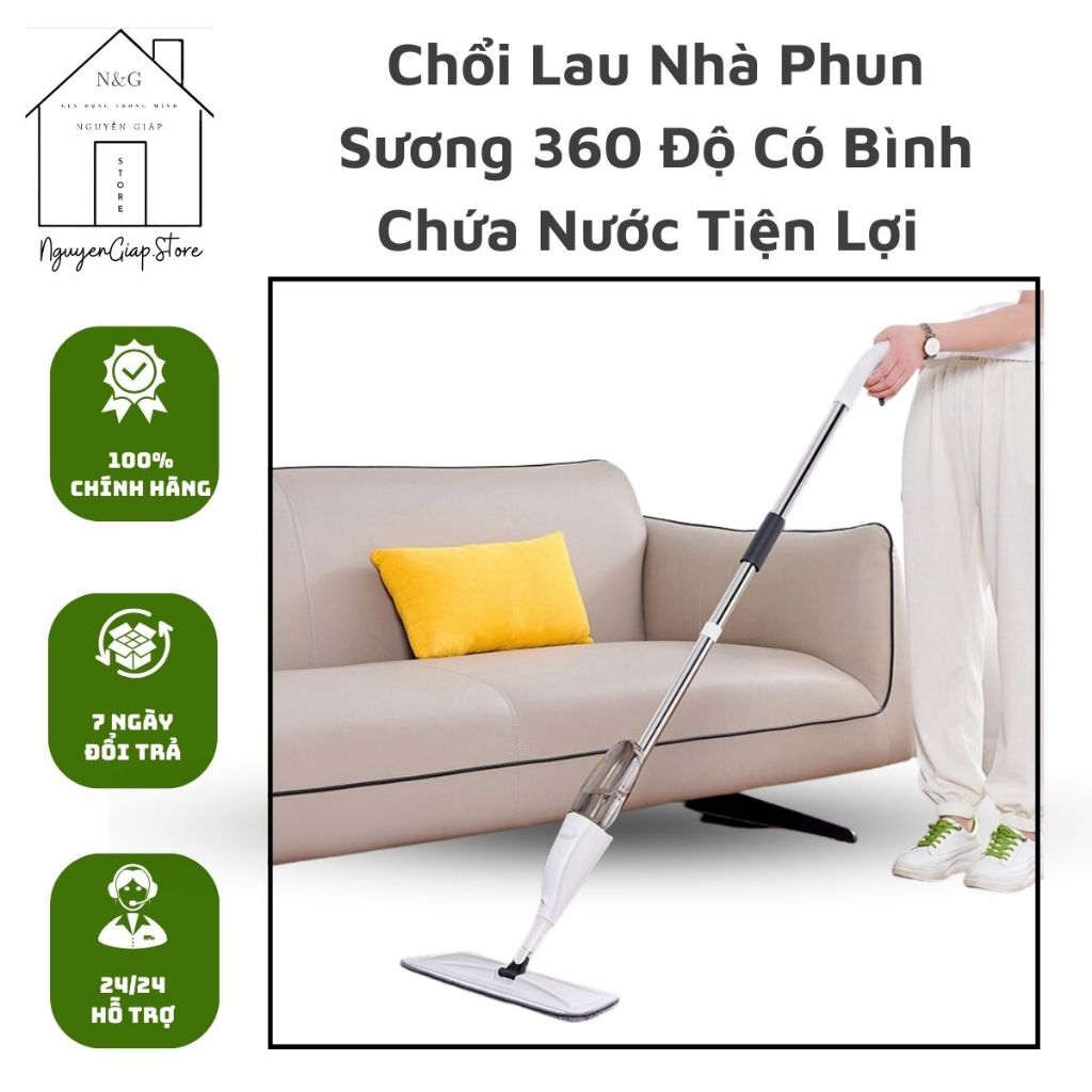Chổi Lau Nhà Phun Sương 360 Độ Có Bình Chứa Nước Tiện Lợi Dễ Sử Dụng