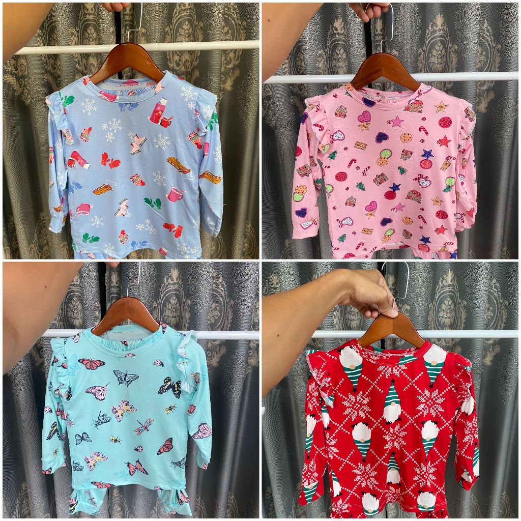 Bộ Áo Dài Tay Thun Cổ Tròn Hoạ Tiết Cho Bé Gái , Bé Trai - 8 màu