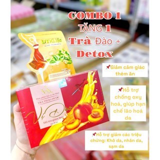 Trà giảm cân vị đào mn beauty group - giảm cân đông anh - hộp 15 gói kèm detox