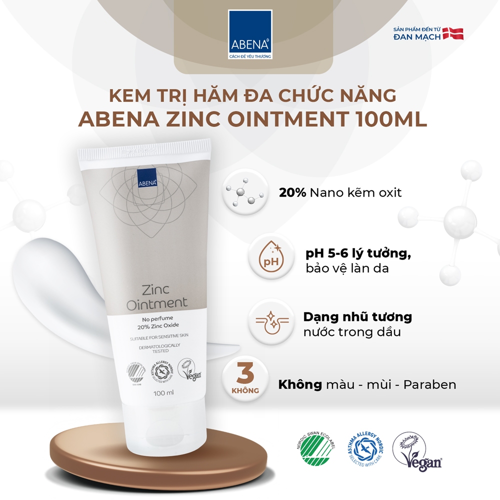 Kem chống hăm, đa chức năng Abena Zinc Ointment - Nhập Khẩu Đan Mạch