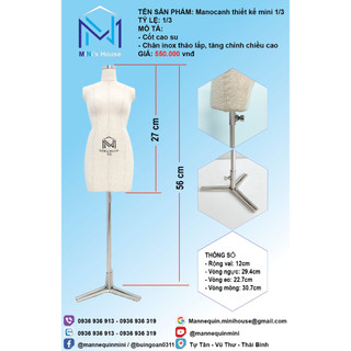 Manocanh thiết kế size 1/3 ( tặng kèm rập đầm cơ bản tỷ lệ 1/3)