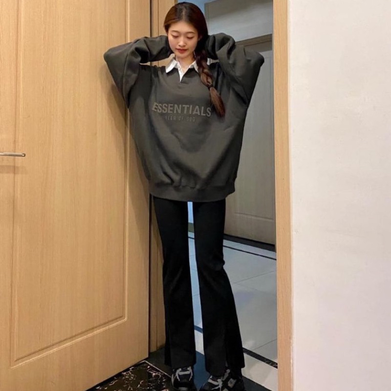 Áo nỉ sweate Essentials FOG Waffle Henley Ss23 Black