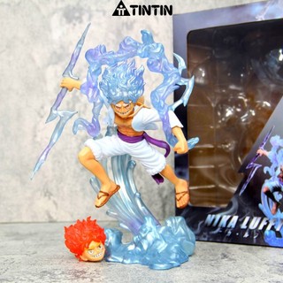 Mô hình one piece luffy gear 5 nika sấm sét tư thế chiến đấu trang trí đặt bàn làm quà tặng cao 28 cm