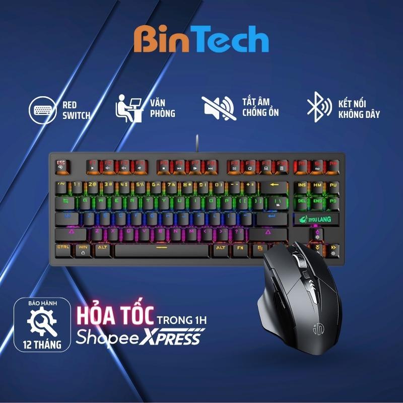 Combo bàn phím chuột không dây BINTECH, Bàn phím cơ K2 PRO 87 keys chơi game + chuột PM6 3 phiên bản silent