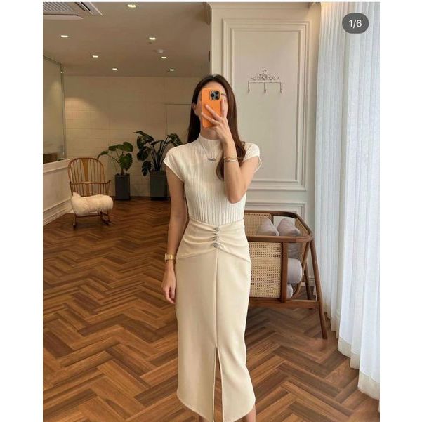 Chân váy công sở dài suông