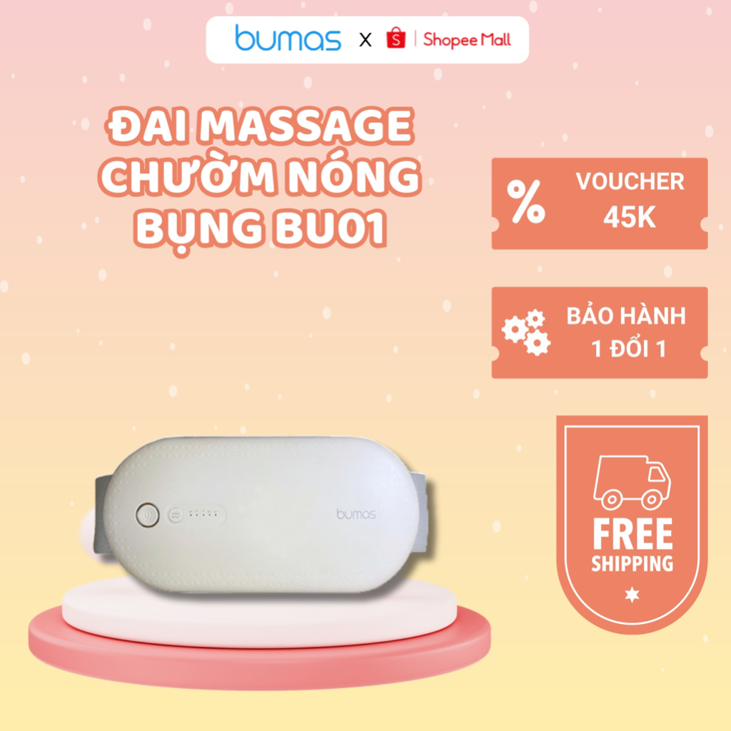 Đai Chườm Nóng Bụng Kinh BUMAS BU01 - Massage Thúc Đẩy Tuần Hoàn Máu - Hồi Phục Da Sau Sinh Chống Lão Hóa
