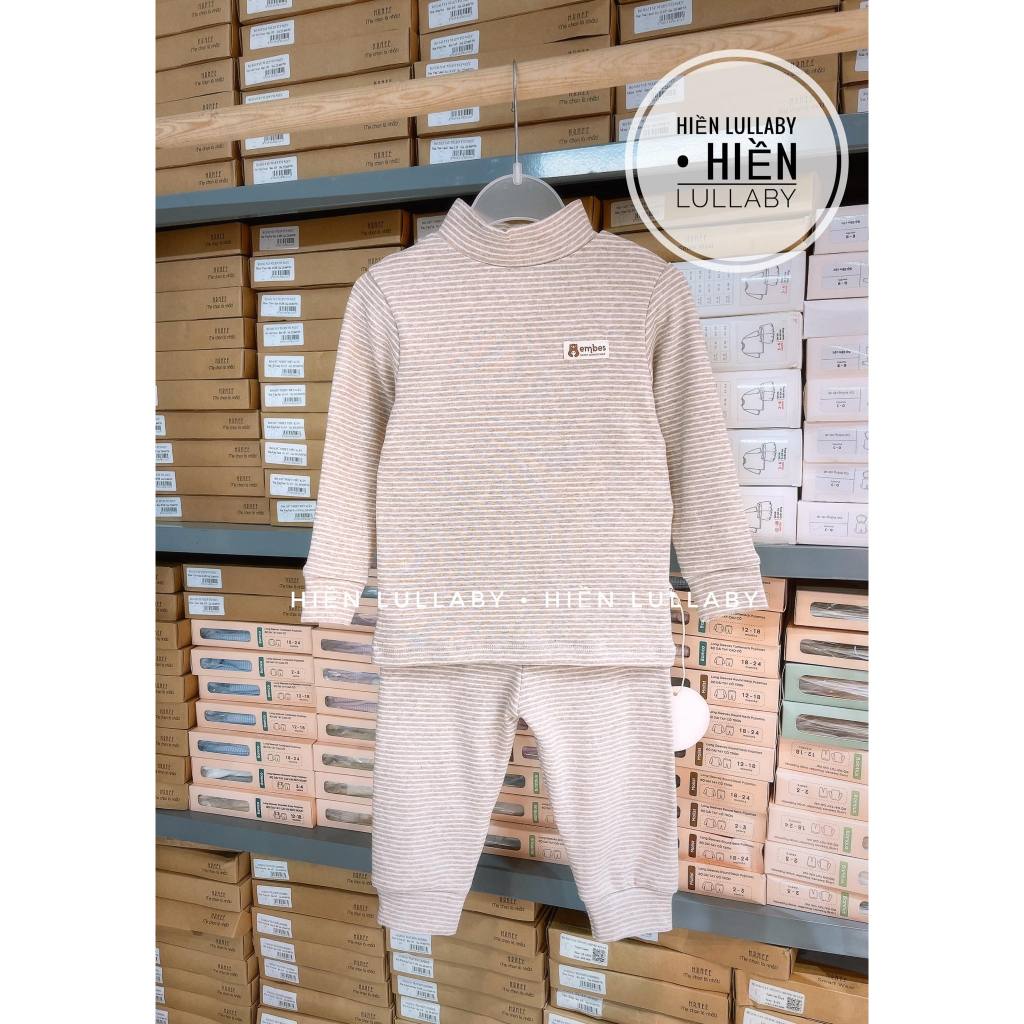 Bộ dài tay cao cổ Embes chất cotton nỉ lót bông cho bé trai, bé gái