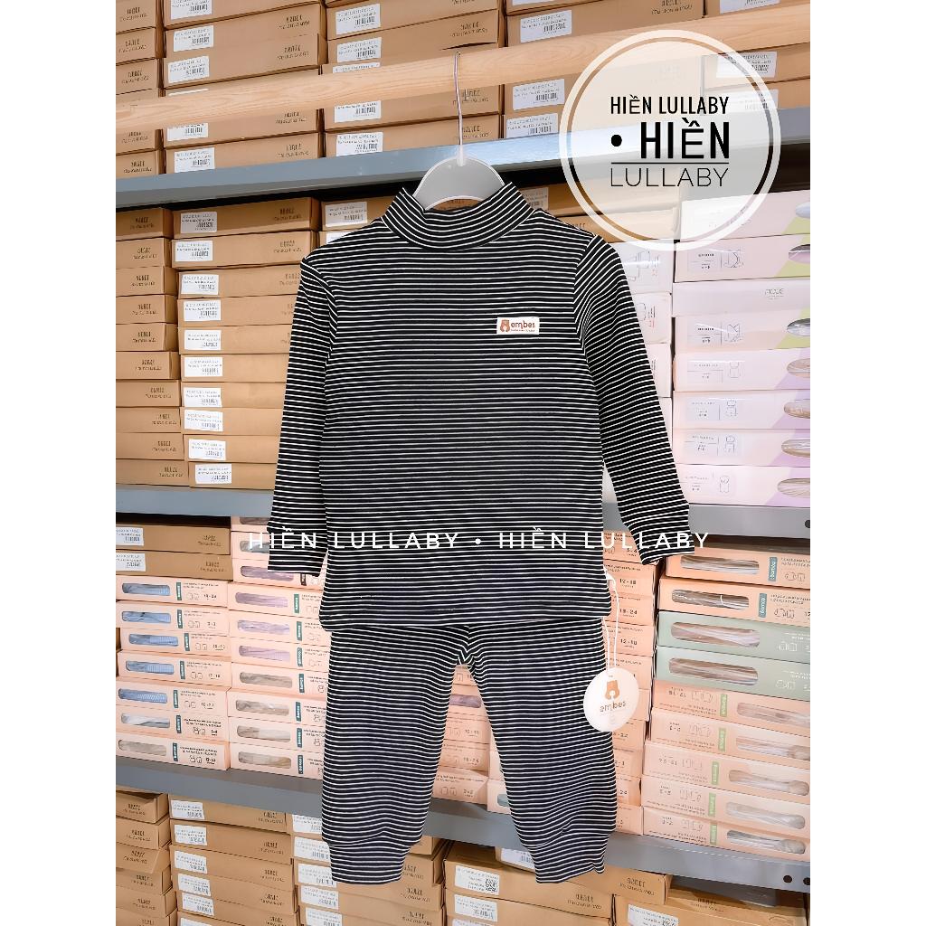 Bộ dài tay cao cổ Embes chất cotton nỉ lót bông cho bé trai, bé gái