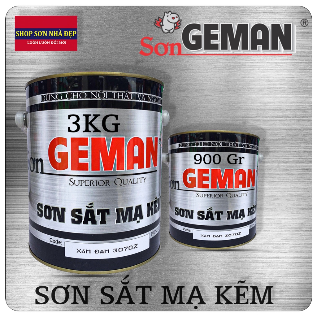 Sơn trực tiếp cho Kim Loại - Sắt Mạ Kẽm - GEMAN -  Bề mặt bóng VÀ MỜ Lon 3 KG