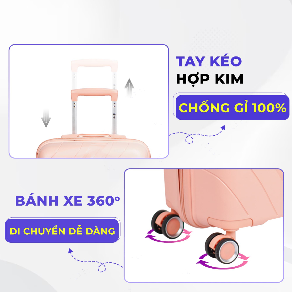 Vali du lịch SUNNY-PP11 vali size 20/24 inch, xách tay/kí gửi chống sốc