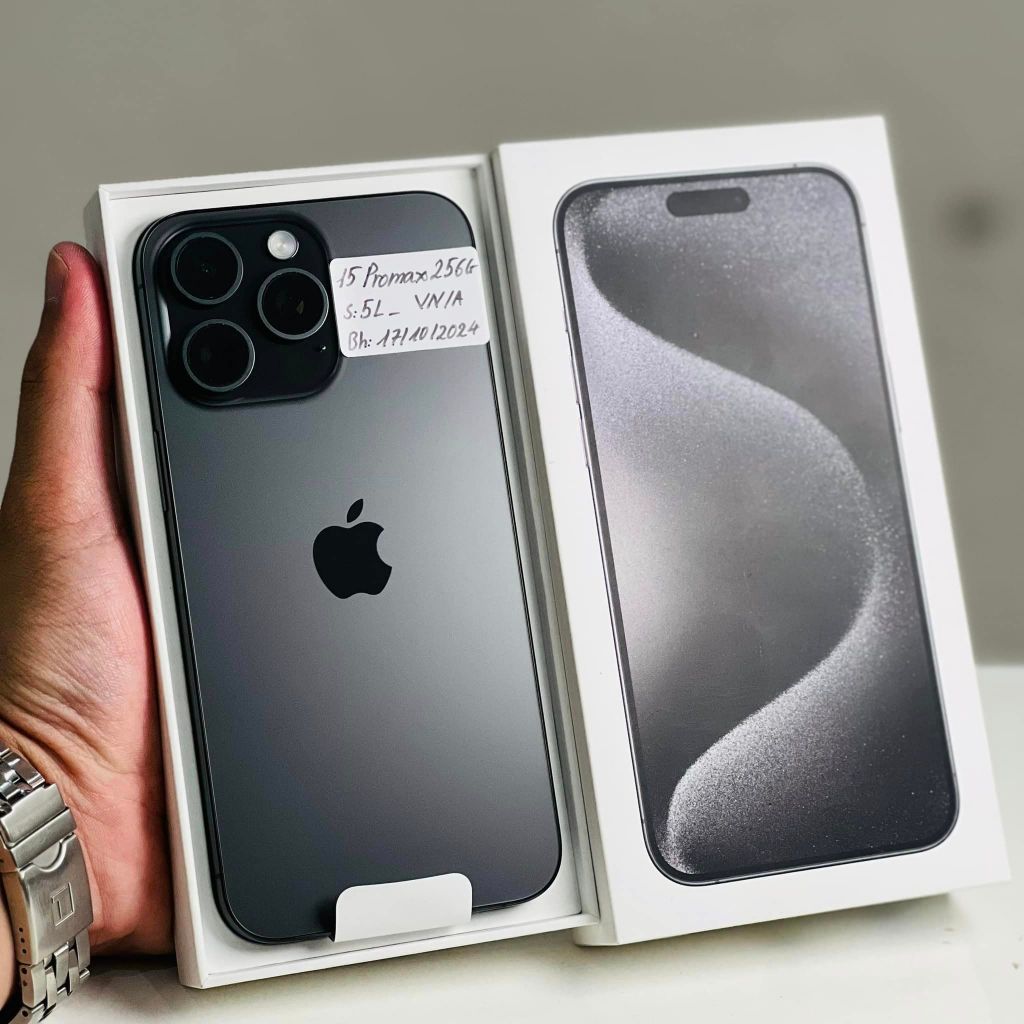 Điện thoại 15 Pro Max 256GB fullbox màu titan - VN/A - Tặng kèm ốp chính hãng
