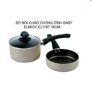  Bộ Nồi Chảo Chống Dính Baby Elmich EL-1167 đáy từ size 16cm - Bảo Hành Chính Hãng 