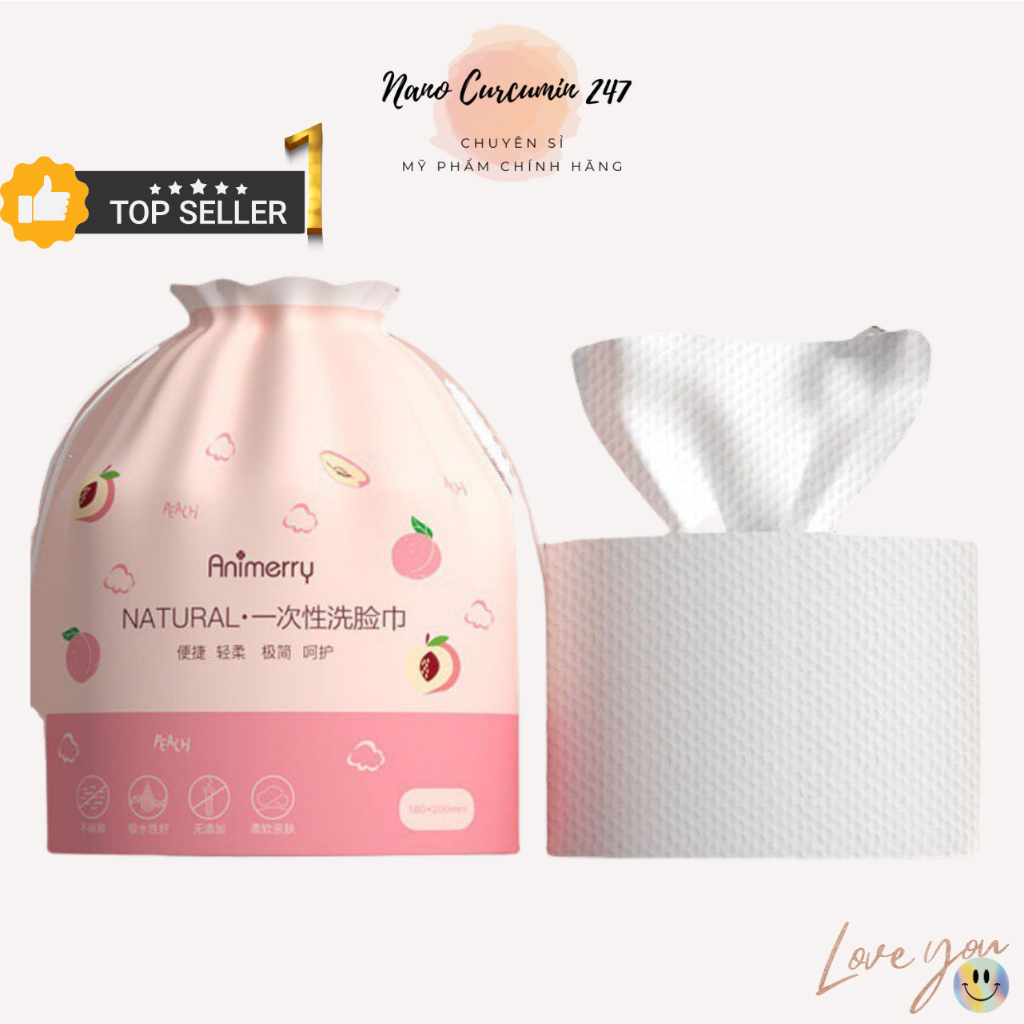 Khăn mặt khô, khăn tẩy trang sợi bông tự nhiên lau khô, lau ướt dùng 1 lần Animerry - Khăn lau mỹ phẩm, đồ dùng đa năng
