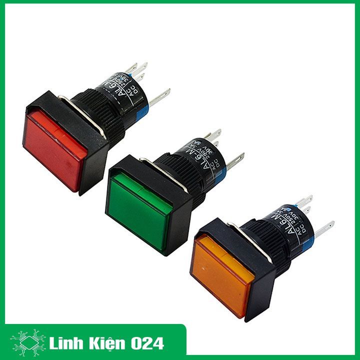 Nút Nhấn Đề Chữ Nhật 24VDC LA16J-11D Nhấn Nhả Có Đèn