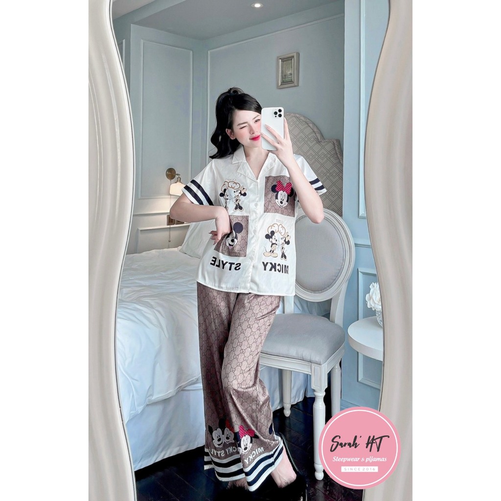 PYJAMA NỮ LỤA XƯỚC G.C MICKEY BIGSIZE - đồ bộ mặc nhà