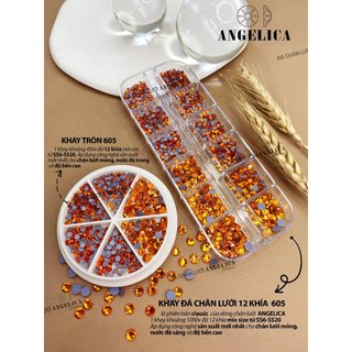 Đá chân lưới nail 12 khía màu cam cháy đính móng angelica 605