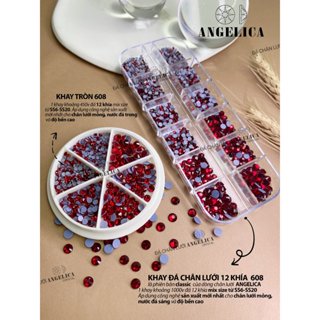 Đá chân lưới nail 12 Khía màu đỏ mận Siam đính móng ANGELICA 608