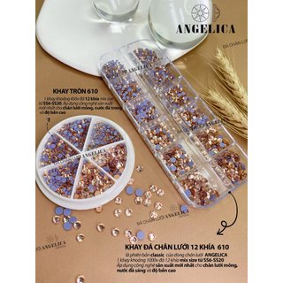 Đá chân lưới nail 12 khía màu cam Padparadscha đính móng ANGELICA 610