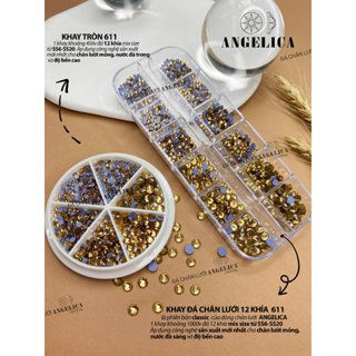 Đá chân lưới nail 12 khía màu vàng trà đậm đính móng ANGELICA 611