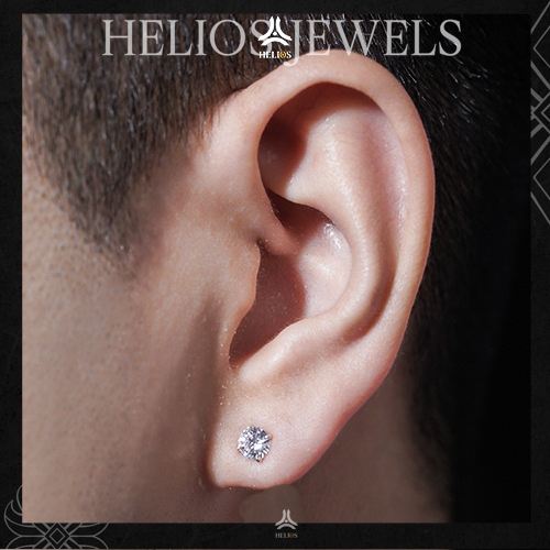 Bông tai bạc đính đá HeliSilver Tiny Diamond S925 - Khuyên tai bạc size đá 2mm, 3mm, 4mm, 5mm, 6mm