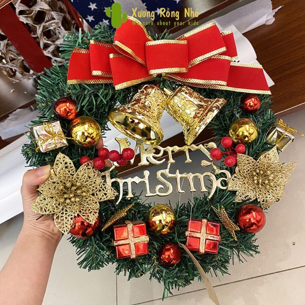 Vòng nguyệt quế giáng sinh 30cm, Vòng hoa trang trí noel Xương Rồng Nhỏ