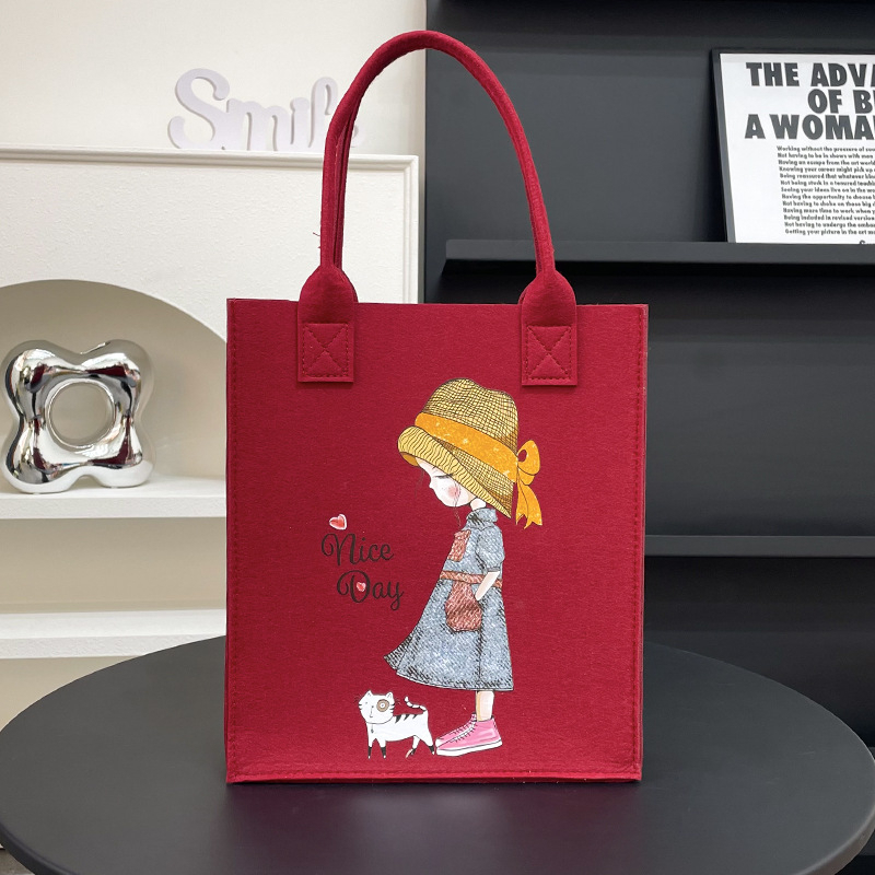 TÚI QUAI SÁCH NỈ ÉP SIZE 30X26X10 LOẠI DÀY IN HÌNH HOẠT HÌNH