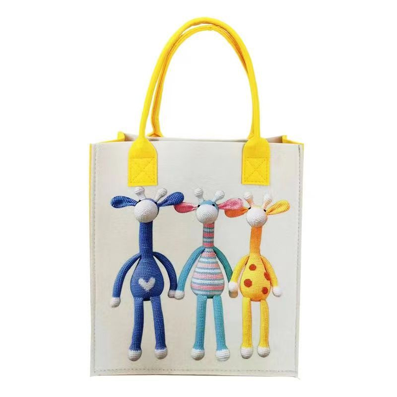 TÚI QUAI SÁCH NỈ ÉP SIZE 30X26X10 LOẠI DÀY IN HÌNH HOẠT HÌNH