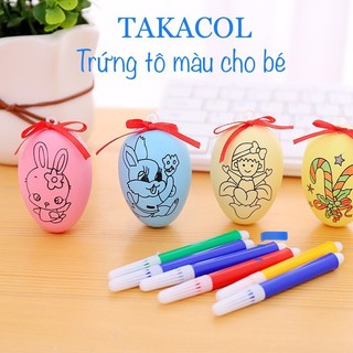 Trứng tô màu kèm 4 bút màu nước nhiều hình dạng cho bé thỏa sức sáng tạo