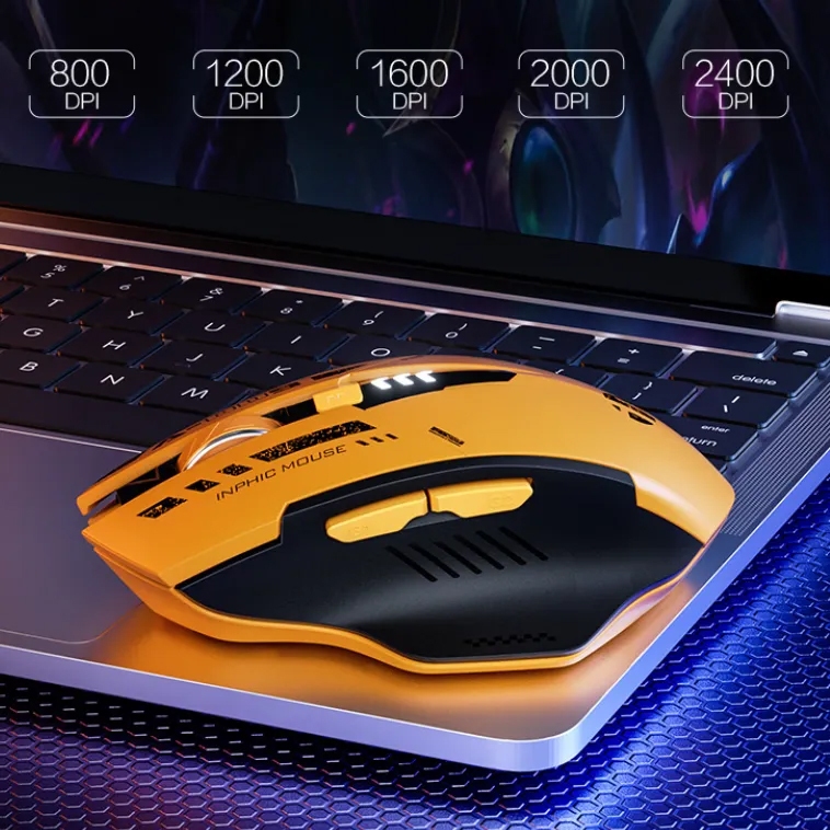 Chuột không dây bluetooth kiêm wireless INPHIC A9 pin sạc có đèn báo pin - Silent click không âm thanh