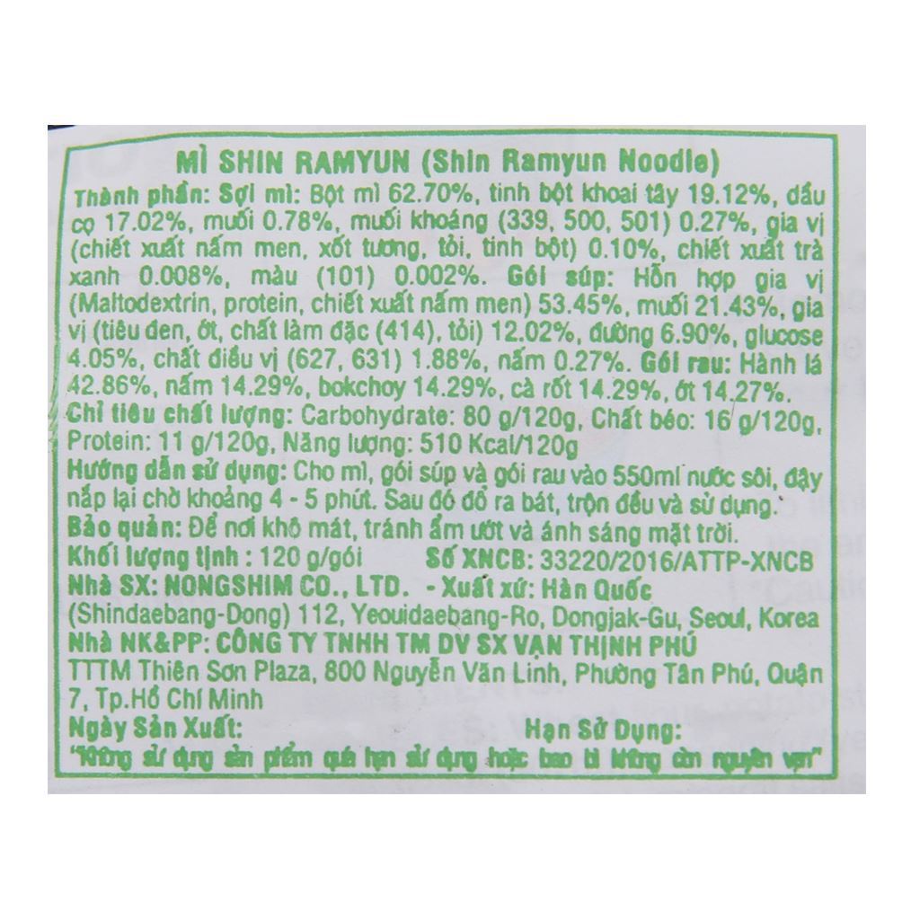 Bịch 5 gói Mì nước CAY Nongshim Shin Ramyun Hàn Quốc