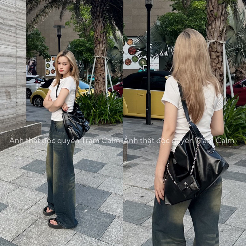 Túi da kèm bag nhỏ nam nữ năng động -tramcalm