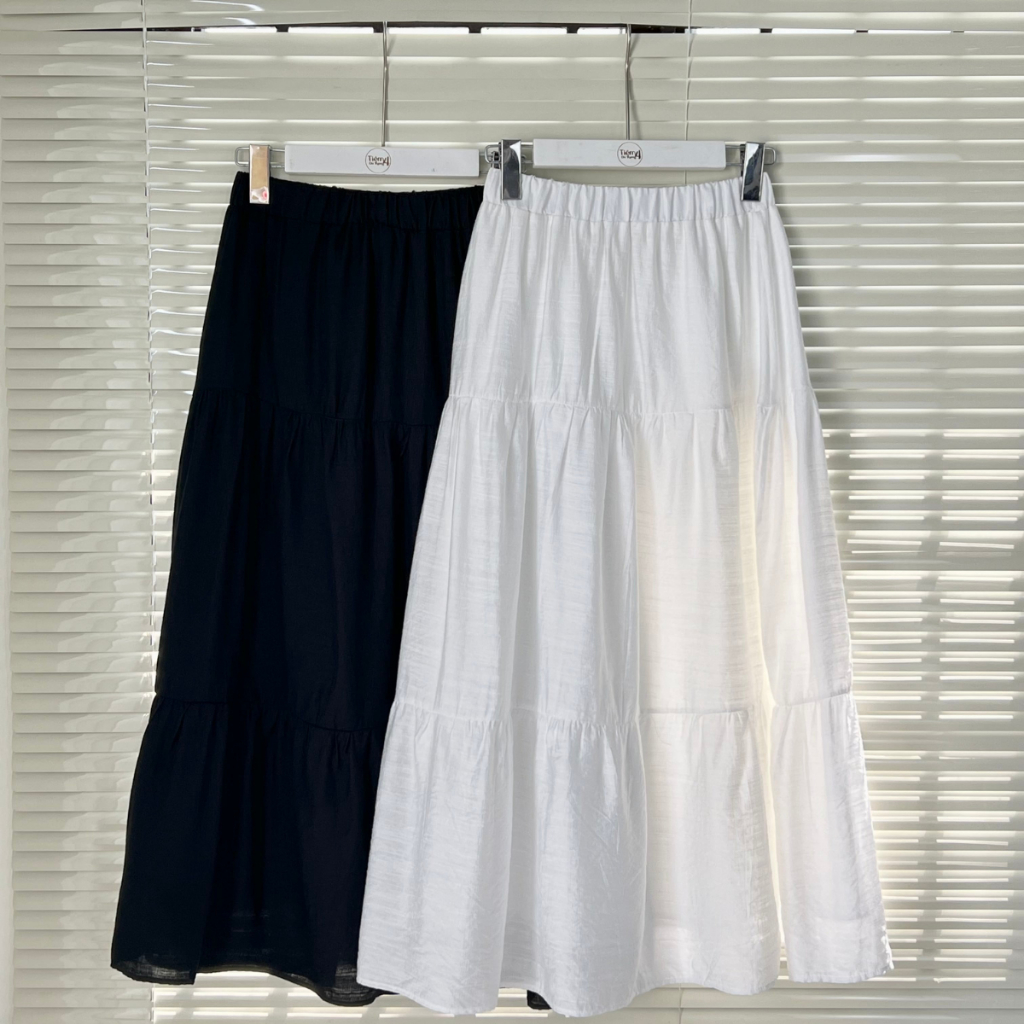 Chân Váy Dài Dáng Xòe Màu Trắng, Đen Ba Tầng Co Giãn Thoải Mái TIỆM ĐỒ THÁNG 4 MAXI SKIRT