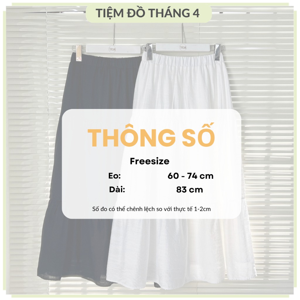 Chân Váy Dài Dáng Xòe Màu Trắng, Đen Ba Tầng Co Giãn Thoải Mái TIỆM ĐỒ THÁNG 4 MAXI SKIRT