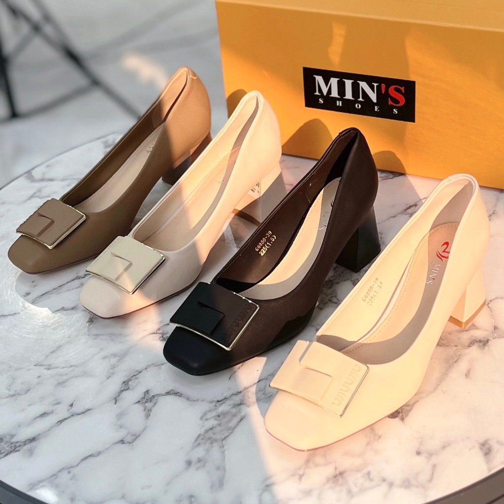 Min's Shoes - Giày Gót Vuông Da Mềm Cao Cấp VN124 (FORM RỘNG NÊN ĐI LÙI SIZE)